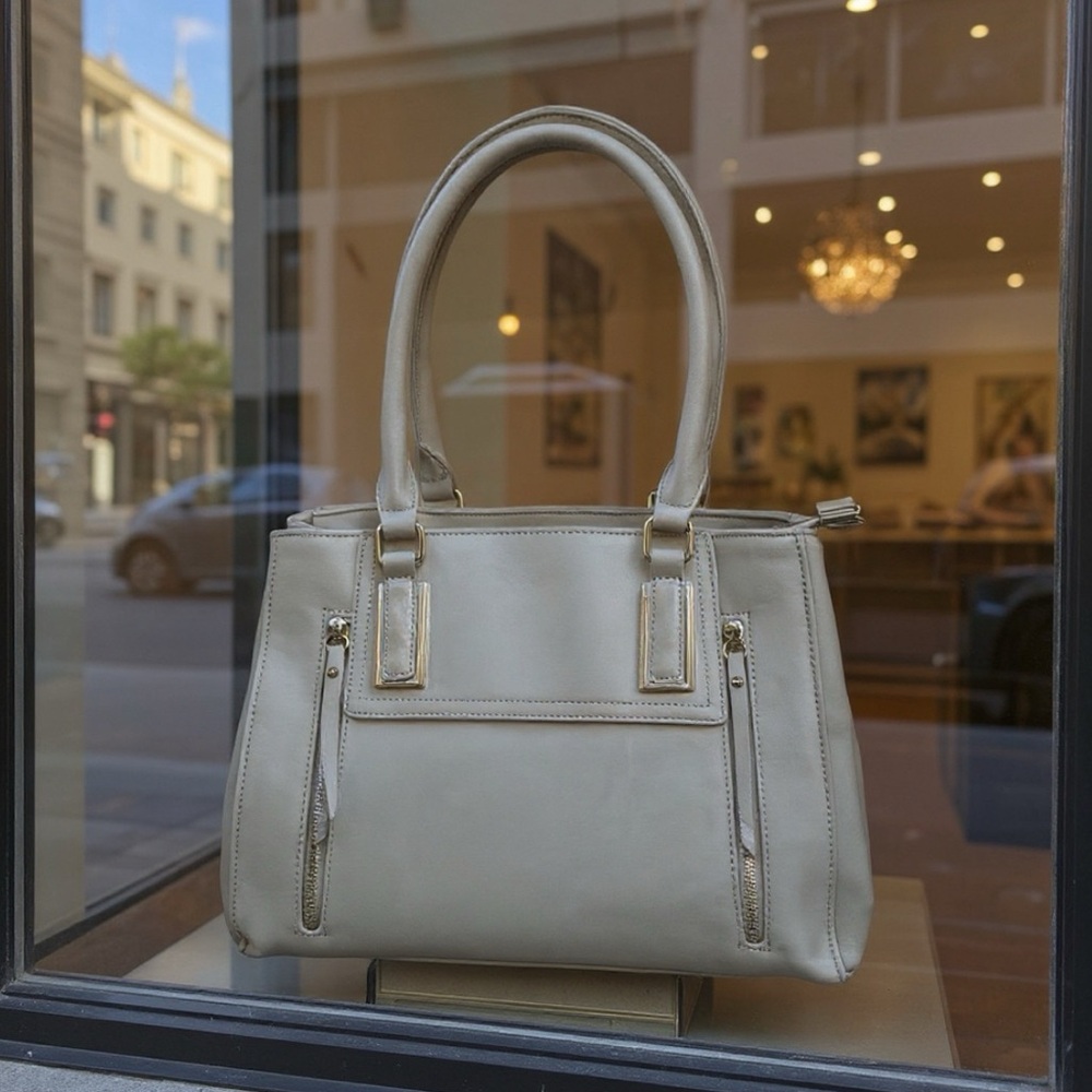 NWT Ivy London Elegant Cream Satchel Bag Classy Soft to touch PU Leather
